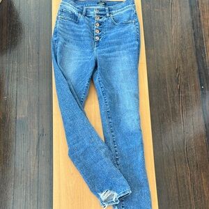 Express High Rise Mom Blue Jeans